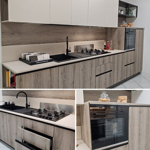 Offerta cucina lineare mod. AR TRE O UP DESIGN effetto gola - outlet cucine da esposizione Ferrara