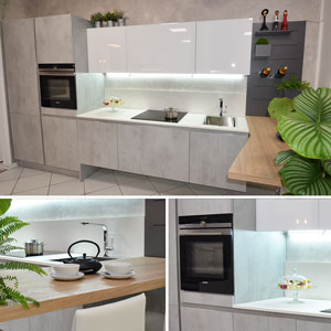 Cucina scontata modello TRE O B22 con gola - outlet cucine da esposizione Ferrara